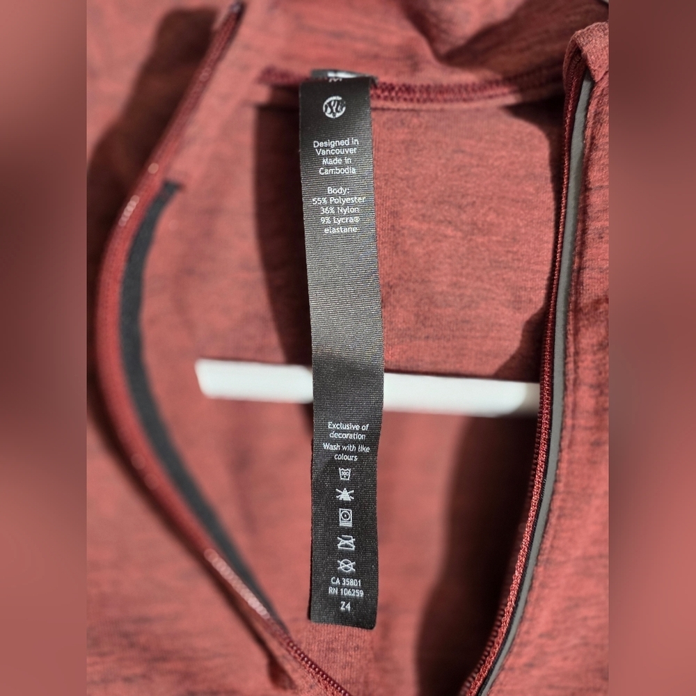 Lululemon Men's Surge Warm Half Zip Pullover – Heathered Brick Red – Size Medium - Picture 5 of 11